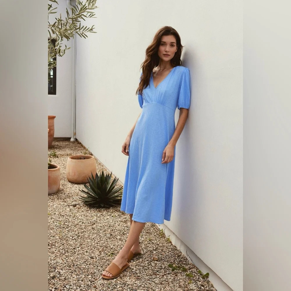 VELVET BY GRAHAM & SPENCER Parker Cotton Slub Midi Dress NWT Small